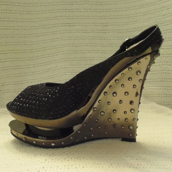 Women's Katja Style Slingback Rhinestone Wedges - Picture 4 of 5